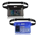ipow wasserdichte Tasche Beutel Hülle Unterwassertasche Bauchtasche vollkommen für iPhone, Handy, Kamera, iPad, Bargeld, Dokumenten vor Wasser schützen (Blau + Grau)