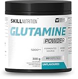 SKILL Nutrition Glutamine - Hochwertiges L-Glutamin-Pulver | 300 g | Unterstützt die Regeneration & den Muskelaufbau | Frei von Zucker & Füllstoffen | Vegan & Vegetarier-freundlich