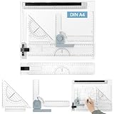 QWORK® Multifunktions Zeichenplatte Set, DIN A4 Zeichenbrett mit verstellbarem Mess und Präzisionswerkzeugen