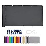 Moboo Balkon Sichtschutz PB2 PES blickdichte Balkonumspannung mit Ösen und Kabelbinder 8 Tage geliefert - in div.5 Größen & 2 Farben 420D(Schwarz,0.9x3m)