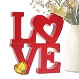 Holdes Liebeszeichen Wanddekoration, Liebesbrief, rotes Liebeswort zum Valentinstag - Romantisches rotes Buchstabenzeichen in Liebesform, Tischornamente für