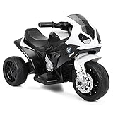 DREAMADE Kinder Elektro Motorrad, 6V Kindermotorrad Elektrisch mit Musik & Licht & Hupe & Stützrädern, 3 km/h, Elektro-Dreirad Elektromotorrad für Kinder 18-36 Monaten (Schwarz)