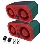 Bewegungsmelder für den Außenbereich, solarbetrieben, Bewegungsmelder, 2 x 130 dB, lauter Lärm, unterstützt Aufzeichnung mit USB, für Sicherheit zu Hause (2 Pack)