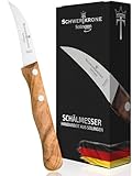 SCHWERTKRONE® Schälmesser gebogen Premium [MADE IN SOLINGEN - GERMANY] - Gemüsemesser Obstmesser - Küchenmesser klein scharf - Schneidemesser Kartoffelschälmesser - Allzweckmesser (Länge: 15,5 cm)