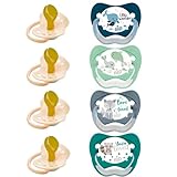 nip LATEX Schnuller mit Ring 4er Pack, Sauger weichem Naturkautschuklatex, stillfreundlich, BPA-frei, ab Geburt 0-6 Mo., ZAHNFREUNDLICH, LATEX FSC 100%, extra leicht und klein