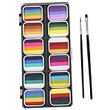 AUTSUPPL Farben Face Paint Palette mit Wasserlöslicher Mattschimmernder Body Paint Schminke für Gesicht und Körper Inkl Pinseln für Halloween Cosplay Karneval und Theater Make up