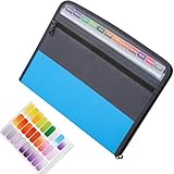 Fächermappe Datei Organizer mit Reißverschluss, Mappe Ordner Datei Organizer, Erweiterbar Ordnungsmappe Mappe, Wasserdichte Akkordeonmappe, mit Farbigen Haftnotizen, für Büros, Häuser und Schulen