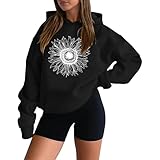 Generisch Damen Sonnenblume Bedruckt Hoodie Langarm Hoody mit Kapuze Oversize Streetwear Sweatshirts Pullover Mode Lässig Kapuzenpullover Pulli Winter Warm Fleece Kapuzenshirt Kapuzenpulli Frauen