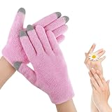 Baumwollhandschuhe, Feuchtigkeitsspendender Handschuh mit Touchscreen, Feuchtigkeitsspendende Winter Behandlung für Rissige Hände, Touchscreen Finger, Spa, Gel Handschuh für Frauen und Damen (Rosa)