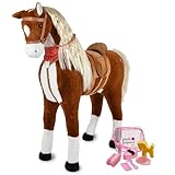 Pink Papaya - 125 cm Stehpferd ELSA + Putztasche - das riesige Pferd zum Reiten, Stehpferd XXL, bis 100kg, Spiel-Pferd zum Draufsitzen