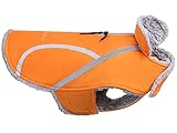 VIVAGLORY Winter Hundemantel, Gemütliches Fleece Verstellbares Hund kaltes Wetter Jacke, Warmes Reflektierendes Wasserfestes Winddichtem Schneebedeckter Hund Jacken für Kleine Hunde Katzen, Orange, S
