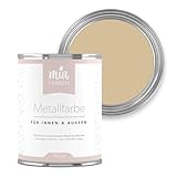 miafarben Metallfarbe – für Innen & Außen – Metalllack ohne Schleifen – rostschützend, wetterfest, wasserbasiert, matt – für Zäune, Möbel & mehr (Mias Sandkorn, 750ml)