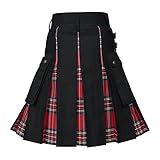 Generisch Schottenrock Herren Kurzer Individualität Kilt Klassischer Taschenröcke Punk mittelalterliche Party Traditioneller Faltenrock Gothic Lässige Schottischer