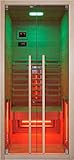 SANOTECHNIK Infrarotkabine RUBY 1 – 1‑Person Infrarotsauna 90×100×195 cm | 4 Voll‑Spektrumstrahler (1.550 W), LED‑Farblicht, Bluetooth‑MP3, 6 mm ESG‑Sicherheitsglas, Touch‑Display, F20090