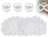 Emezddo 1000 Stück Perlen Zum Basteln,kleine Kunstperlen,Künstliche lose Beads zum Aufnähen,Bastelperlen mit Löchern,für DIY Schmuckherstellung Armbänder Halsketten Kleidung Basteln(4 mm,Runde,Weiße)