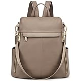 Kattee Damen Rucksack mit Diebstahlschutz Umhängetasche aus echtem Leder modische Umhängetasche für Damen