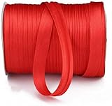 JinweiS Schrägband zum Nähen, Nähen, Binden, Säumen, Paspeln, Quilten, Nähen, Basteln (1,27 cm, 80 m, Rot)