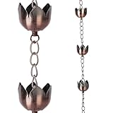 Topadorn Regenketten, Dachrinne, 183 cm, Metall, dekorative Lotusbecher, Regenkette, Glocke für Haus und Garten