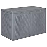 SDWEHO7 Rattan-Optik Auflagenbox Kissenbox Wasserdicht Gartenbox Gartentruhe Truhe Box Aufbewahrungsbox für Terrasse & Balkon, Polypropylen, Grau 180 L