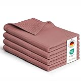 Blumtal® Geschirrtücher 50x70 cm im 4er Set - Geschirrtücher Baumwolle 100% - Küchentücher bei 60 °C waschbar - Küchentücher Baumwolle - Trockentücher Küche - Waffeltücher - Geschirrhandtuch in rosa
