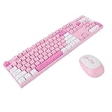 Zunate Kabellose Tastatur- und Maus-Kombination, 2,4 G Kabellose Mechanische Gaming-Tastatur in Voller Größe, Plug-and-Play, Ergonomisches Maus-Set, Anti-Ghosting für Computer (Typ 1)