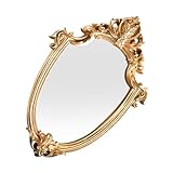 HOODANCOS Retro Wandspiegel Royal Court Stil Geprägter Dekorativer Hängespiegel für Bad und Wohnzimmer Vintage Design Hochwertiges Harzmaterial Einfach zu Montieren Stilvolle