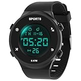 OFFCUP Herren Uhr Digital Männer Chronograph Silikon Armband, Armbanduhren Herren Uhren Herren mit LED Digitaluhren Mode Casual Digitaluhr Uhr für Herren -Schwarz