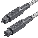 EMK Optisches Kabel Optisches Audiokabel Digital Toslink Kabel Spdif Kabel Kompatibel mit TV, Soundbar, Heimkino und Mehr (Geflochtene Baumwolle Toslink Weiß, 2M)
