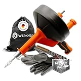 WERKHELD Rohrreinigungsspirale [7,5m] - mit Bohraufsatz - ideale Abflussspirale für umweltfreundliche Rohrreinigung - Edelstahl rostfrei - mit Handschuhen und Reinigungsbürste