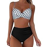 Bikini Damen Set Bauchweg, Badeanzug Große Größe Tankini Zweiteiler, Curvy Sportlich Schwimmanzug, Zweiteiliger Swimming Suits Women Bademode Langlebig Triangel Frauen Push Up Bikini Set Strandbikini