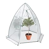 Relaxdays Überwinterungszelt, Foliengewächshaus, HBT: 185x180x160 cm, Winterschutz Pflanzen, Tür & Fenster, transparent