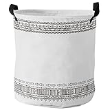 Wäschekörbe Boho-Schwarzer Streifen-Geometrische Weiße Hintere Mitte Des Jahrhunderts Ethnische Einfache Linien Wäschetruhe Große Waschekorbsammler Stylisch Wäschetonne Für Waschküche 34X42Cm