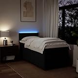 IKAYAA Boxspringbett 90 x 190 cm - Bett mit LED Beleuchtung, Federkern Matratze,Topper & Kopfteil - Polsterbett 90 x 190 cm mit Matratze - Bett mit Matratze und Lattenrost Schwarz
