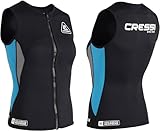 CRESSI Women's Guardian Neoprene Zipper Vest 2mm Doppelt Gefütterte Neoprenweste mit Reißverschluss, Schwarz/Aquamarin, XS/1