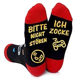 Lustige Socken, Gaming Socken Mit Spruch Ich Zocke Bitte Nicht Stören Neuheit Baumwollsocken Gamer Knöchel Socken Rutschfeste Haussocken Wintersocken Geschenk Für Damen Herren Lange Socken