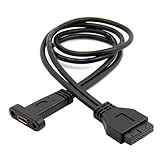 Swiixxer 1 Stück Single Port USB 3.1 Typ C USB-C-Buchse auf USB 3.0 Motherboard 19-Pin-Header-Kabel, Schwarzer Kunststoff, 50 cm