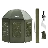 Zite Fishing Schirmzelt Anglerzelt Geschlossen 250cm – Angelschirm mit Seitenwand & Rückwand [Wasserabweisend] – Karpfen Angelzelt – Karpfenzelt mit Fenstern, Angelschirme, Angel Schirm, Anglerschirm
