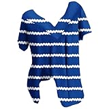 duxyoz Tops für Damen, Sommer, kurzärmelig, lässiges Hemd, V-Ausschnitt, elegant, Party-Top, Vintage, Boho, bedruckt, lockere Passform, Übergröße, T-Shirt, Bluse, weich, schwingend, 03 blau, 4XL