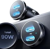 LISEN 90W für iOS 26 Superschnelles Laden Zigarettenanzünder USB C, [Mini Titanium 12v Steckdose Adapter ] KFZ Ladegerät USB C, Car Charger Schnellladung für iPhone 16 15 Pro Max iPad Galaxy S25 S24