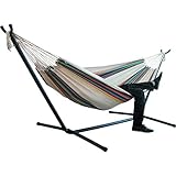 Outdoor Camping Doppel Baumwolle Hängematte mit dickem Segeltuch Schaukelstuhl für zwei Personen Schaukelbett 200 x 150 cm schwarz