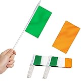 Anley Irish National 5x8 Zoll Handheld Mini Flagge mit 12' weißem Solid Pole - Irland Stick Flagge, lebendige Farbe und lichtecht - Hibernian 5 x 8 Zoll Handgehaltene Stick Flaggen mit Speerspitze