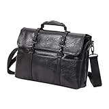 Zerodeko PU Leder Business Aktentasche Herren 14 Zoll Laptoptasche Umhängetasche Tragbares Portfolio mit Mehrschichtigem Stauraum für Geschäftsreisen
