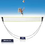 ADMAY Badmintonnetz, Tennisnetz, Volleyballnetz für Garten und Outdoor, 3m Multifunktionales Netz, Faltbar und Tragbar, Leicht zu transportieren Badmintonnetz Netz Set für Garten und Sportpark