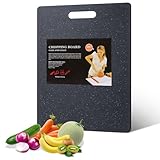 TNOMSNO Schneidebrett, 36 x 27CM Schwarz Schneidebrett Kunststoff Schneidebrett im Granit-Look, Schneidebretter BPA frei, Schneidebrett für Gemüse, Fleisch