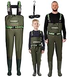 DaddyGoFish Wathose Für Kinder Und Erwachsene, Wathose Zum Angeln Und Jagen Mit Einer Tasche Und Einem Wathose-Aufhänger