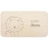 Frühstücksbrettchen Holz personalisiert Hier krümelt Holzbrett für Junge Mädchen Geschenk Baby Taufgeschenk Holzbrettchen Frühstücksbrett mit Gravur (Löwe)