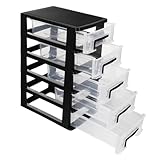 Warmhm Kosmetik-organizer Schrank Schlafzimmer Büro Schubladeneinheit Mit Rädern Abteil Organizer-schubladeneinheit Klare Mülleimer Bastelaufbewahrungs-zeichnungen Speicher Zieht Black