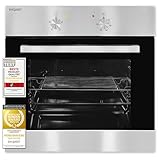 Exquisit Einbaubackofen, 62 Liter, Elektro, 4 Funktionen, Ober- und Unterhitze, Innenbeleuchtung, Grillrost & Backblech, EBE 455-1.1