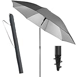 Menz Sonnenschirm Strand, Fb. Anthrazit - UPF 50+ Strandschirm Ø 180 cm, Sonnenschutz für Strand und Balkon - Strandschirm windfest stabil, Sonnenschirm mit Schutzhülle