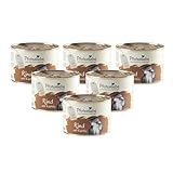 Pfotenliebe Bio-Nassfutter für Katzen, Bio-Rind mit Kürbis, 6X 200g (Dose), getreidefrei, hochverträglich, für jedes Alter geeignet